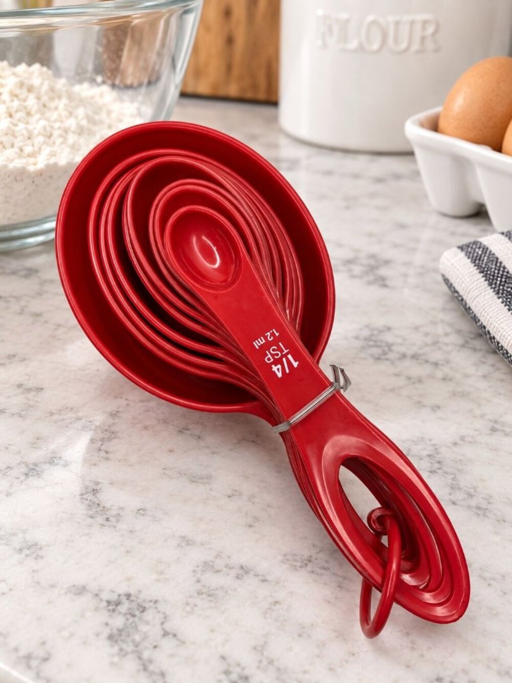 9Pc Mainstays Red Measuring Cup & Spoon Set For Cooking & Baking